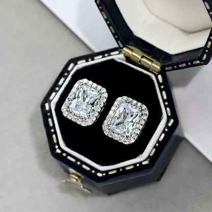 [Aurora]1.0 Carat Luxurious Dainty Emerald Cut Daily Earrings
