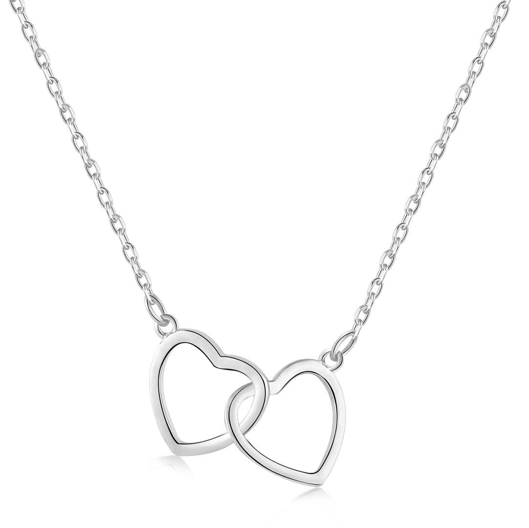 [Aurora]Sterling Silver Love Double Ring Necklace