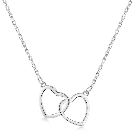 [Aurora]Sterling Silver Love Double Ring Necklace