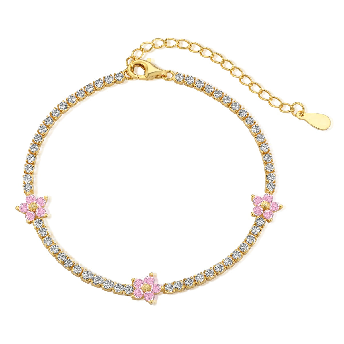 [AURORA]スパークリングフラワーシェイプテニスブレスレット