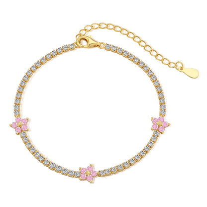 [AURORA]スパークリングフラワーシェイプテニスブレスレット