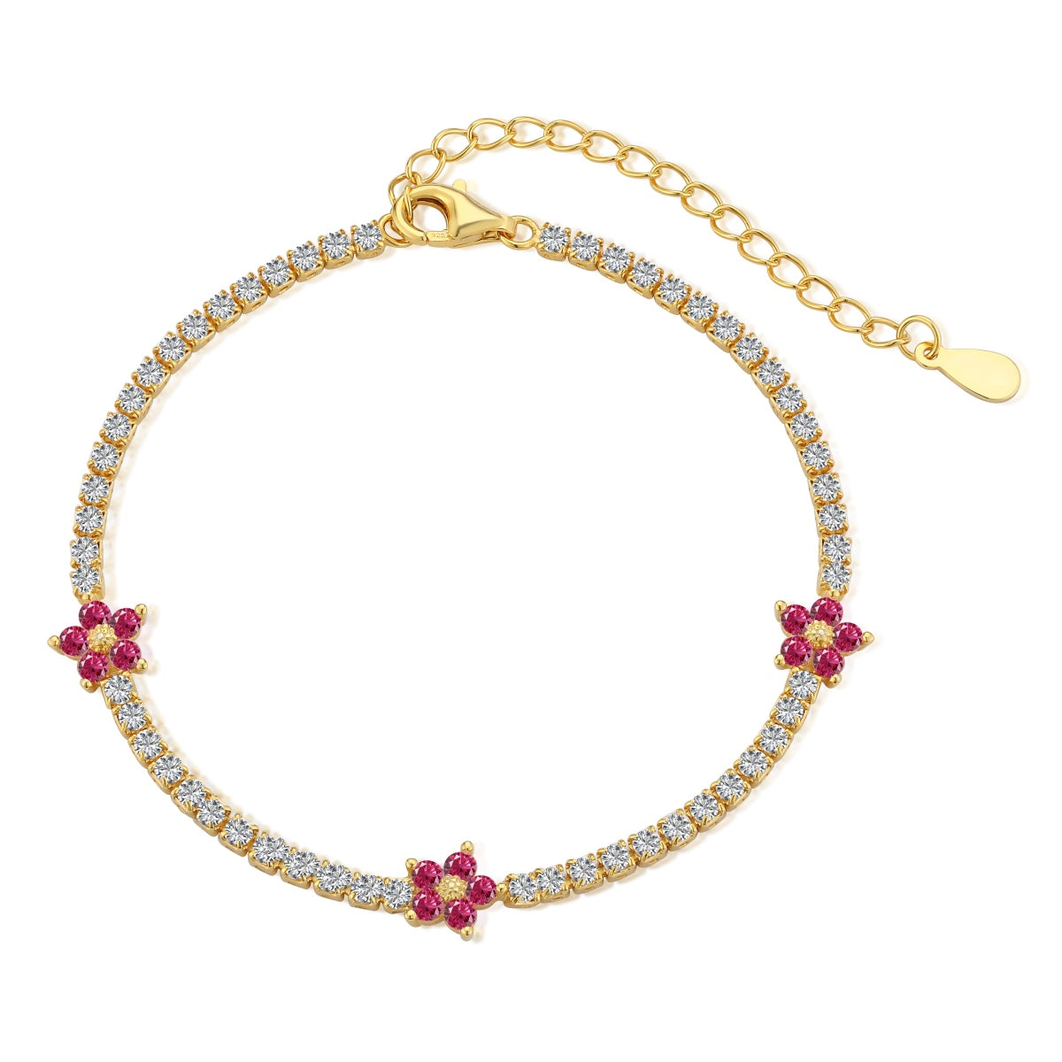 [AURORA]スパークリングフラワーシェイプテニスブレスレット