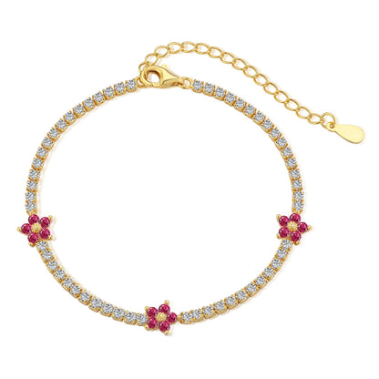 [AURORA]スパークリングフラワーシェイプテニスブレスレット
