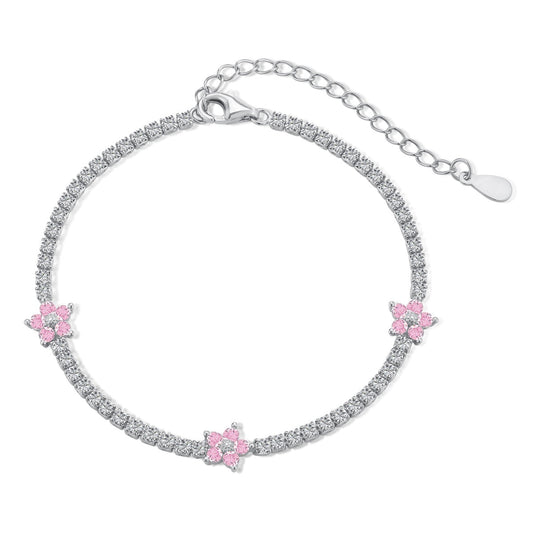 [AURORA]Sparkling Flower Shape Tennis Bracelet