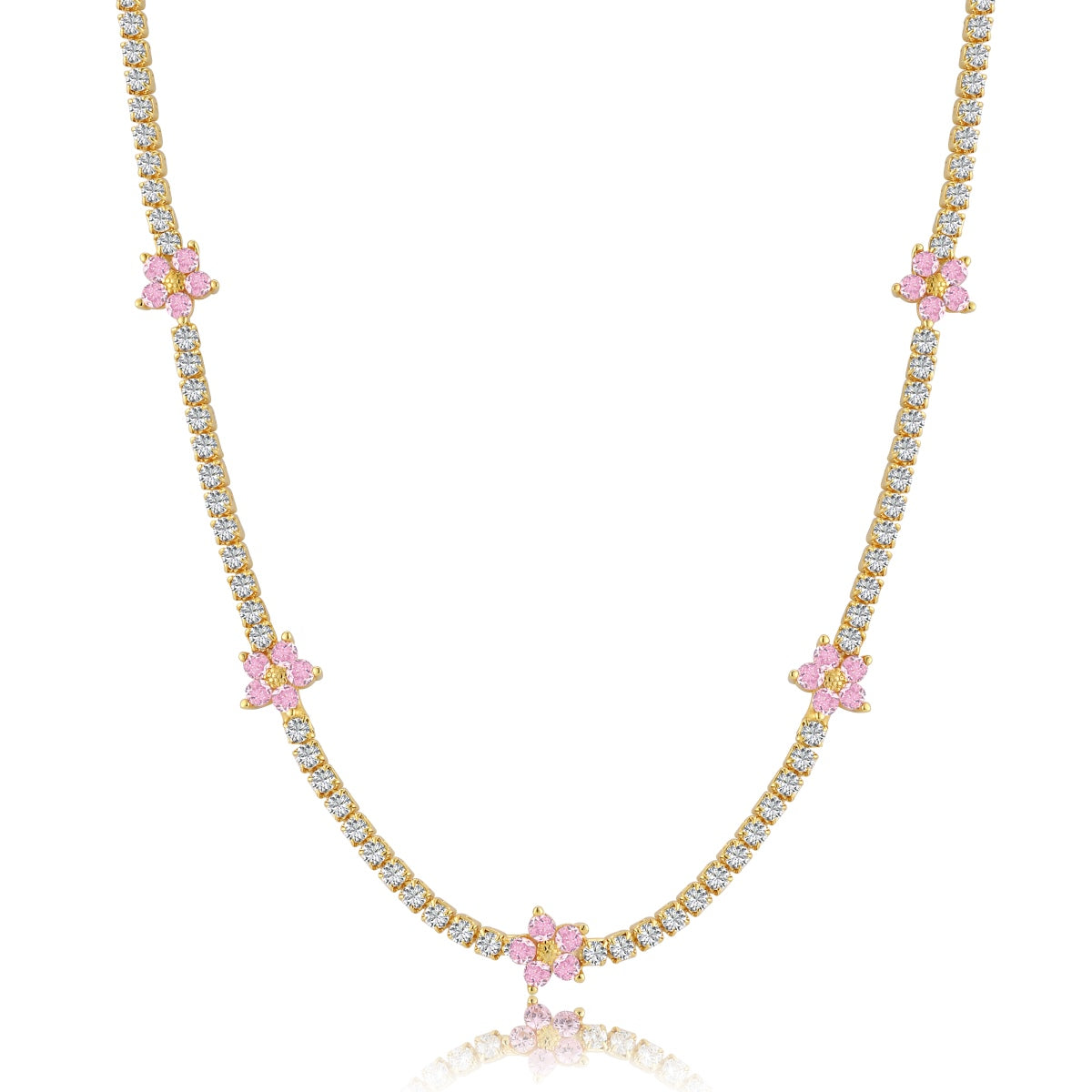 [Aurora]Luxurious Colorful Flower Tennis Necklace