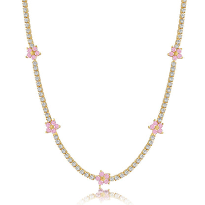 [Aurora]Luxurious Colorful Flower Tennis Necklace