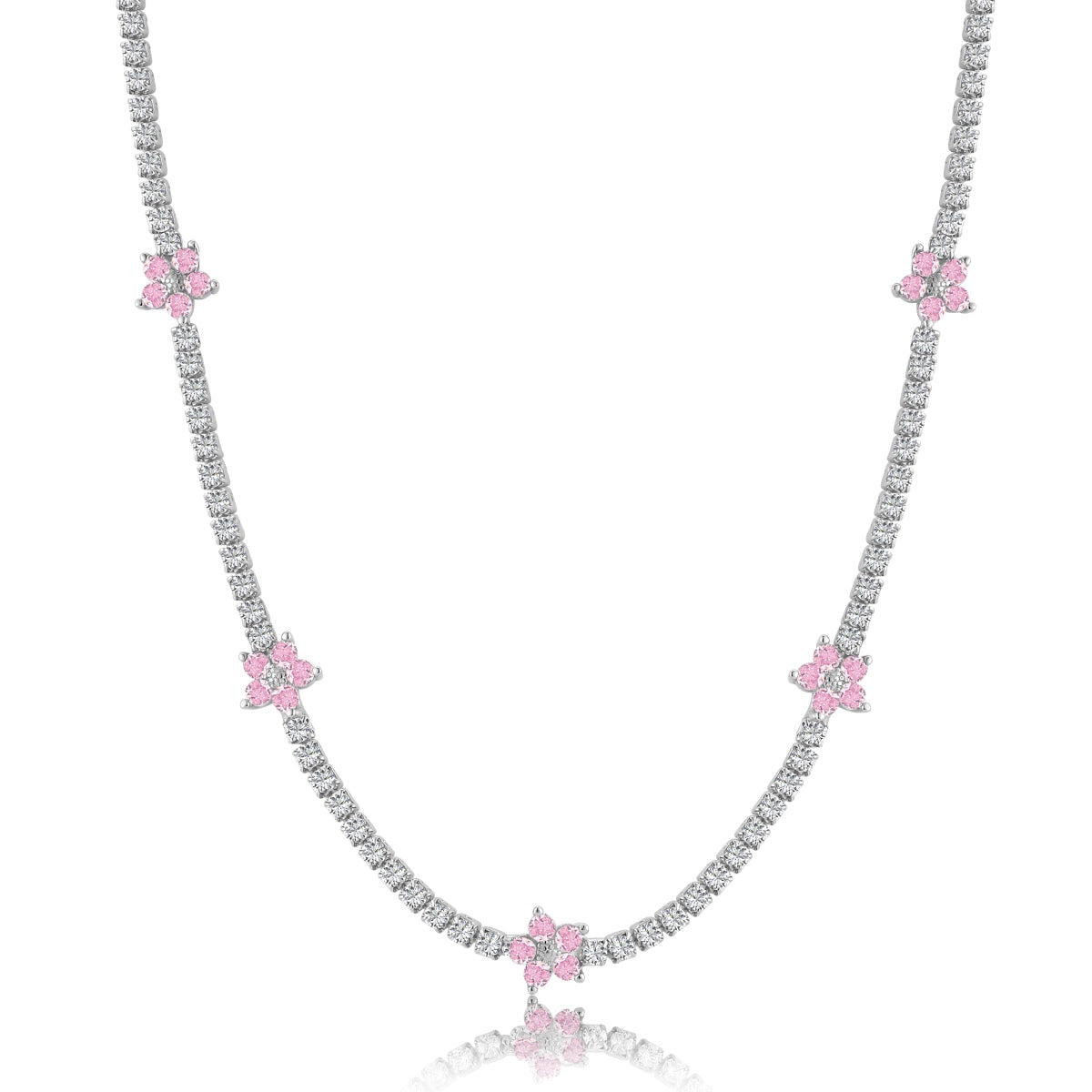 [Aurora]Luxurious Colorful Flower Tennis Necklace