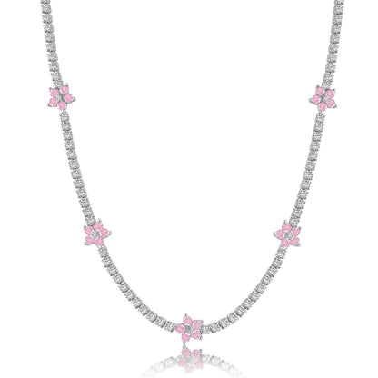 [Aurora]Luxurious Colorful Flower Tennis Necklace