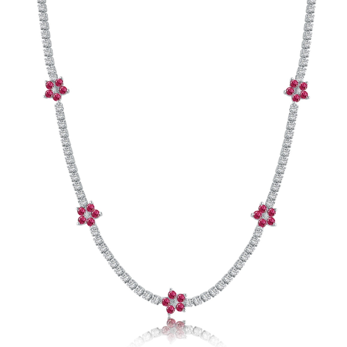 [Aurora]Luxurious Colorful Flower Tennis Necklace