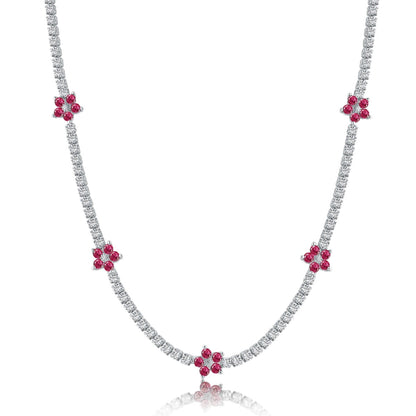 [Aurora]Luxurious Colorful Flower Tennis Necklace