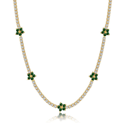 [Aurora]Luxurious Colorful Flower Tennis Necklace