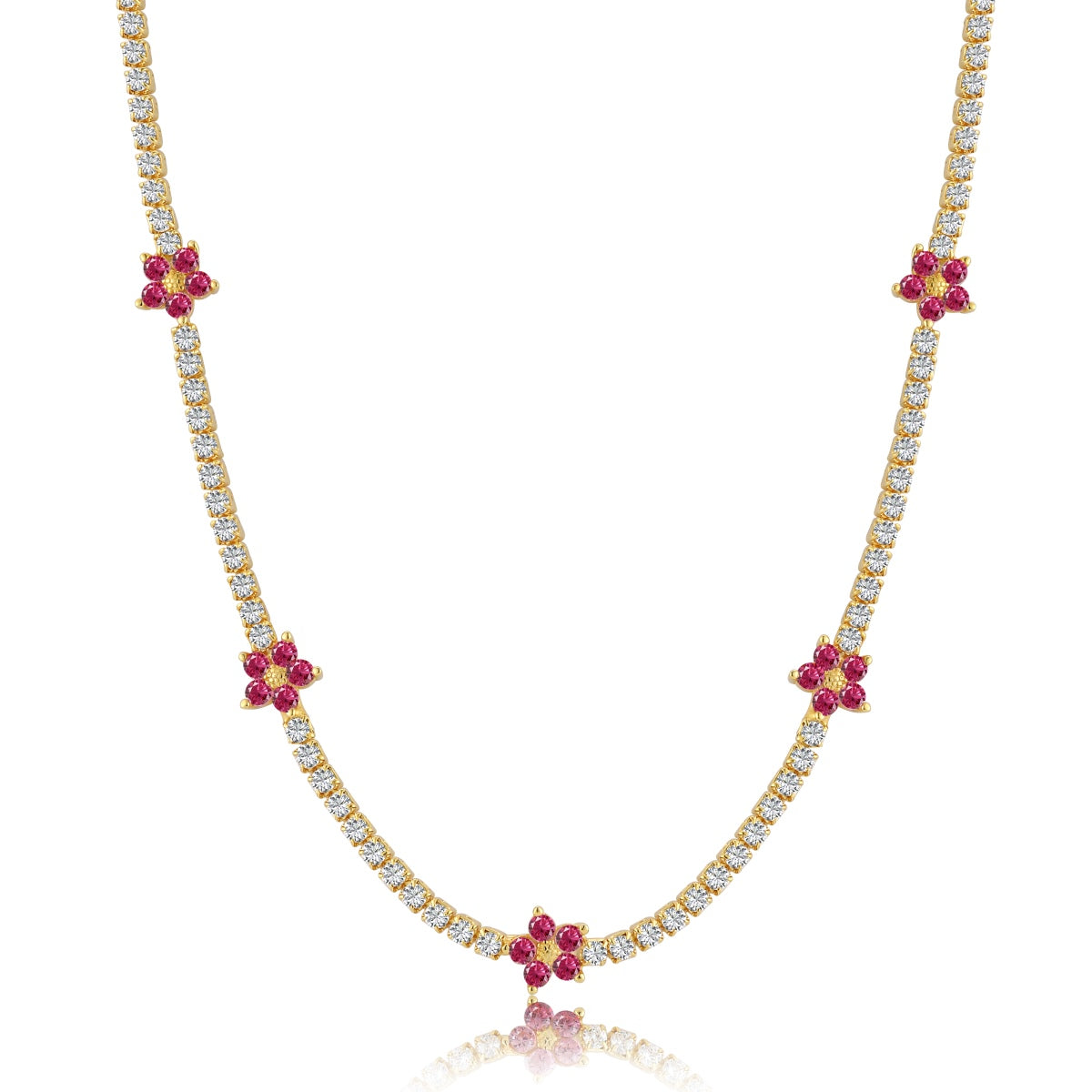[Aurora]Luxurious Colorful Flower Tennis Necklace