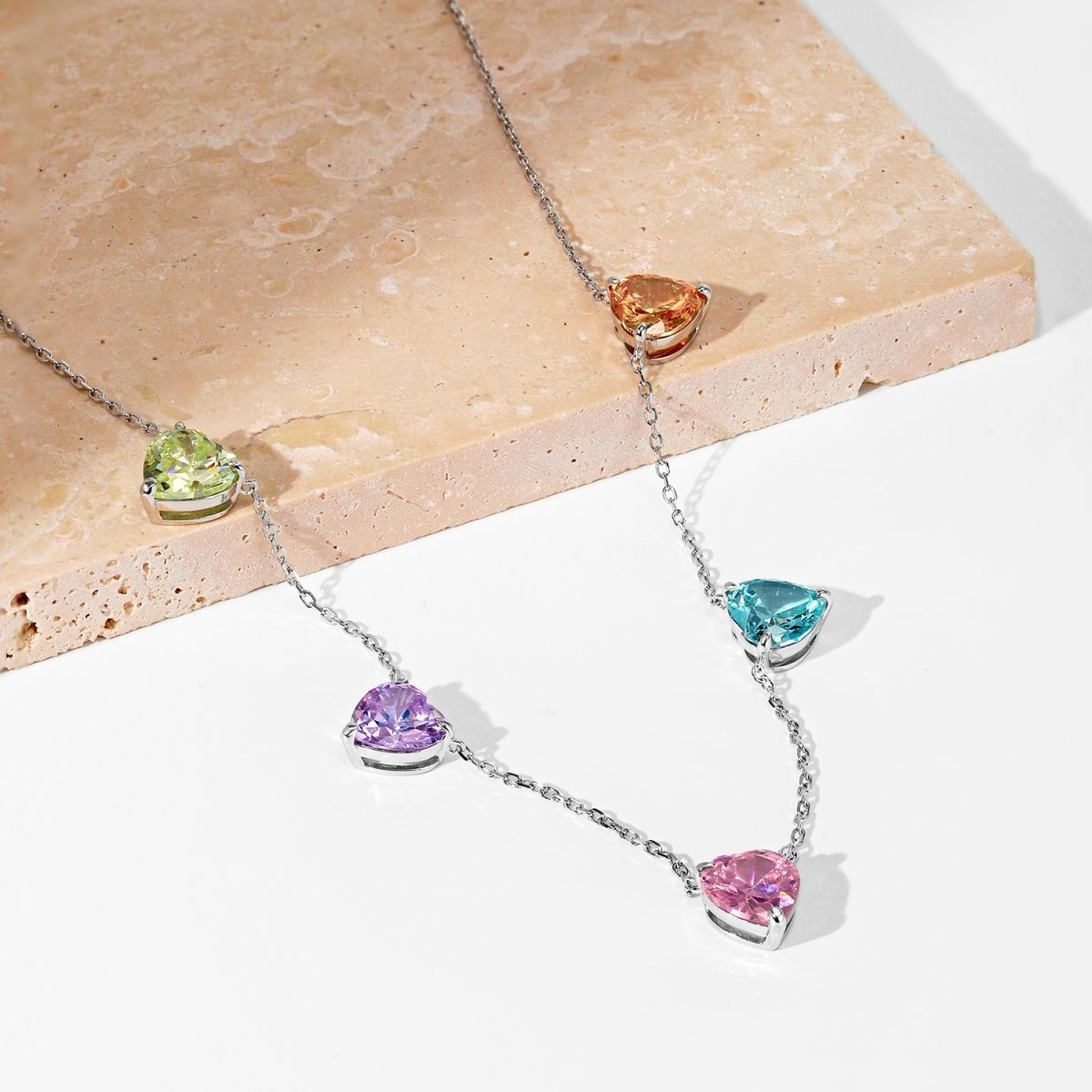 [Aurora]Sparkling Colorful Heart Cut Necklace