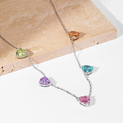 [Aurora]Sparkling Colorful Heart Cut Necklace