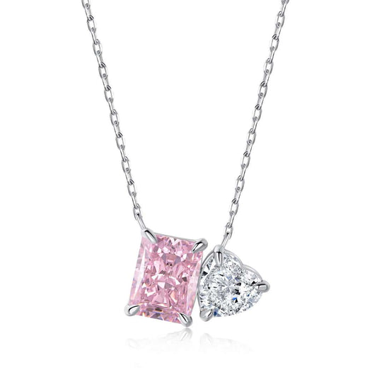 [Aurora]Dazzling Square & Heart Shape Necklace