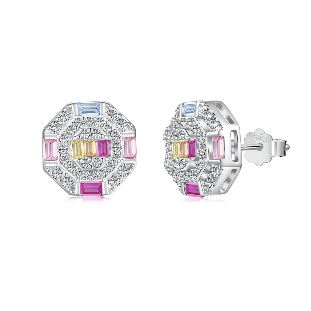 [AURORA]華やかなカラフルな八角形のデイリーピアス