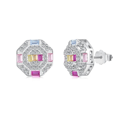 [AURORA]華やかなカラフルな八角形のデイリーピアス