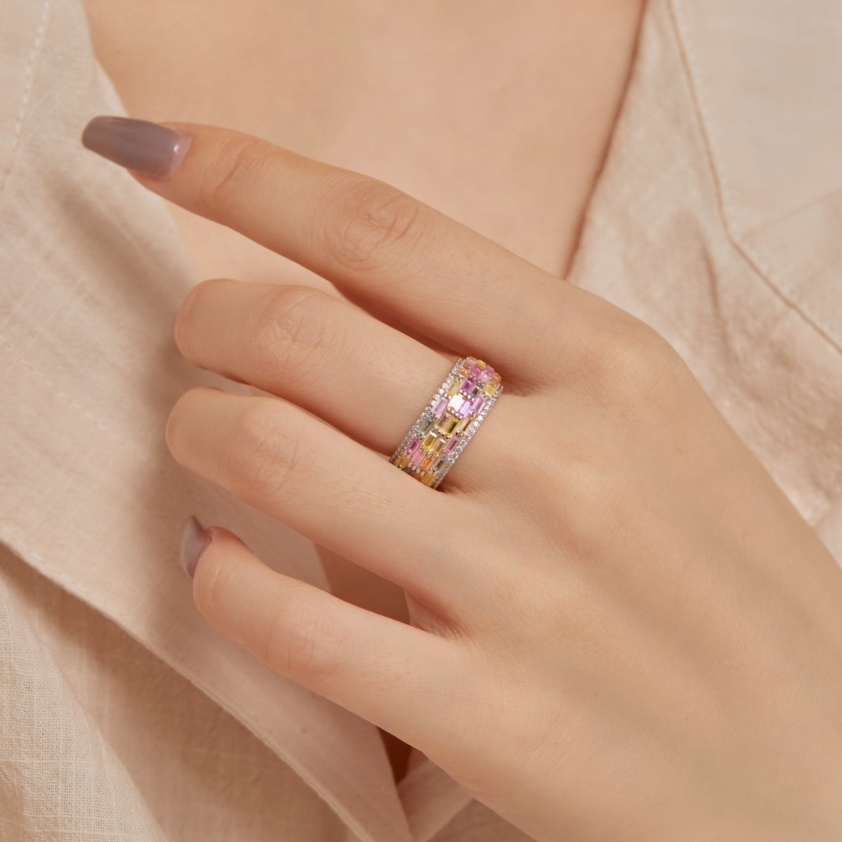 [AURORA]Radiant Colorful Radiant Cut Daily Ring