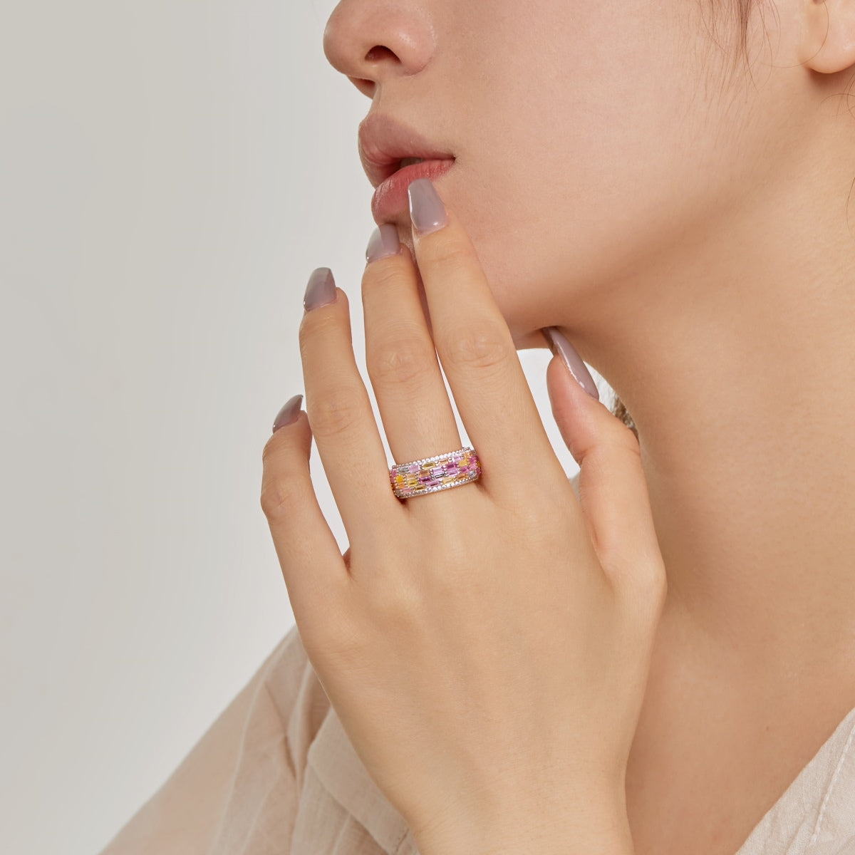 [Aurora]Radiant Colorful Radiant Cut Daily Ring