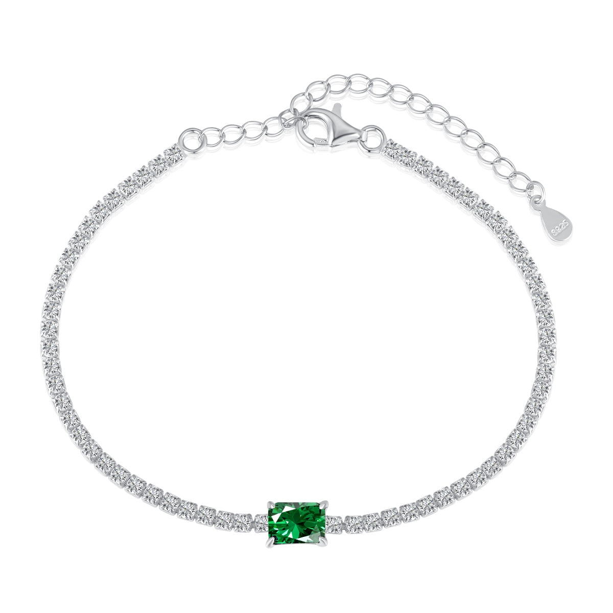 [AURORA]1,0 Karat Einzigartiges Bankettarmband im Smaragdschliff