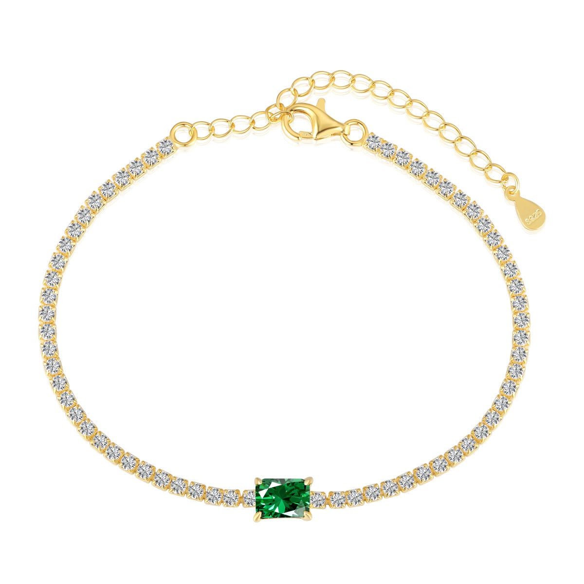 [AURORA]1,0 Karat Einzigartiges Bankettarmband im Smaragdschliff