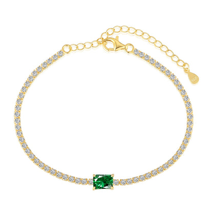 [AURORA]1,0 Karat Einzigartiges Bankettarmband im Smaragdschliff
