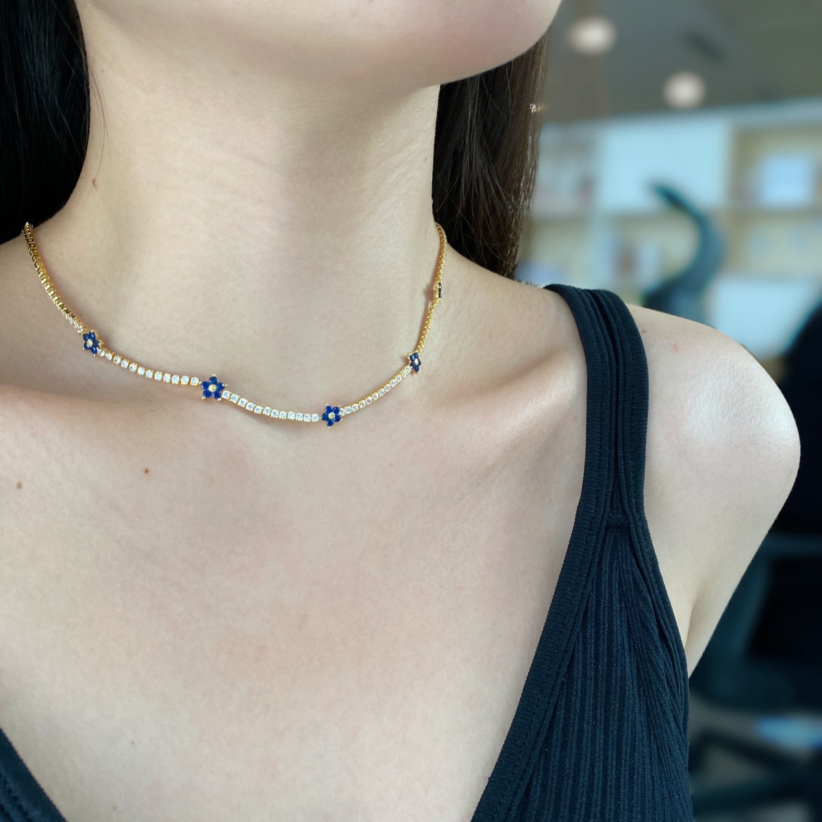 [Aurora]Luxurious Colorful Flower Tennis Necklace