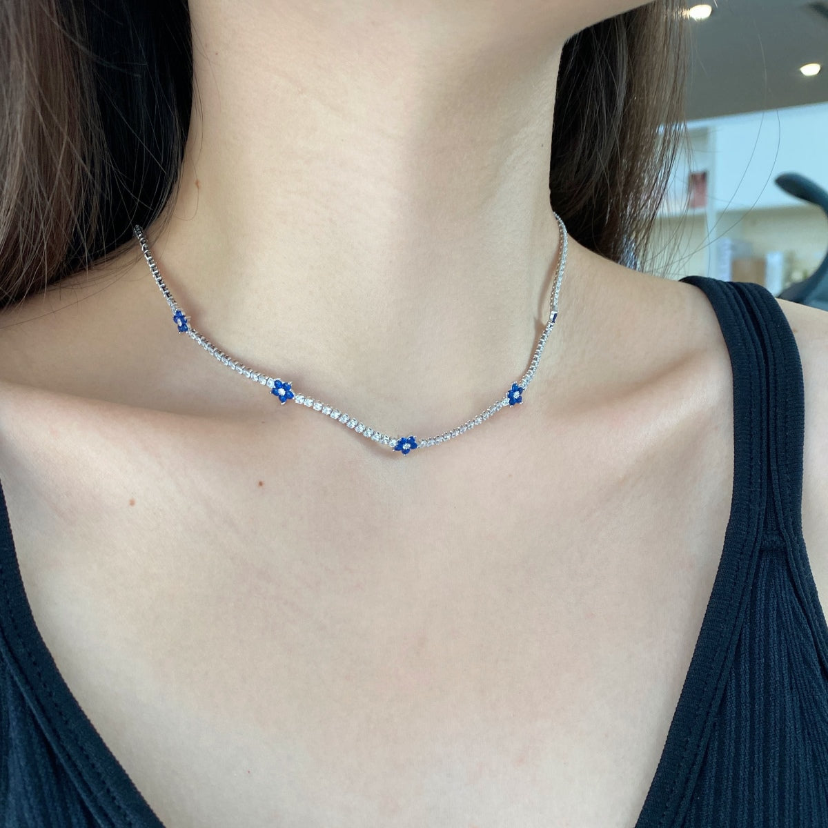 [Aurora]Luxurious Colorful Flower Tennis Necklace