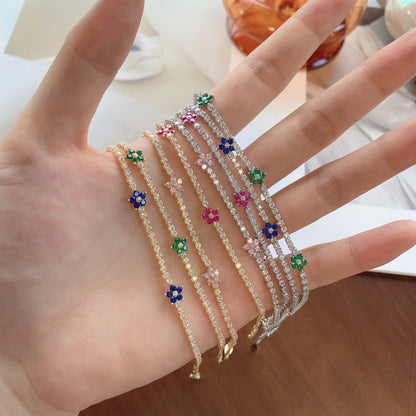 [AURORA]スパークリングフラワーシェイプテニスブレスレット