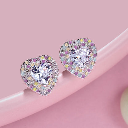 [Aurora]Dazzling Heart Shape Lover Earrings