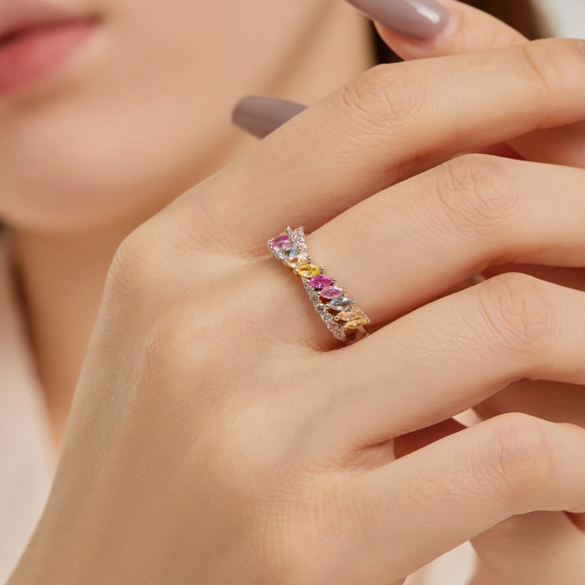 [Aurora]Unique Colorful Marquise Cut Daily Ring