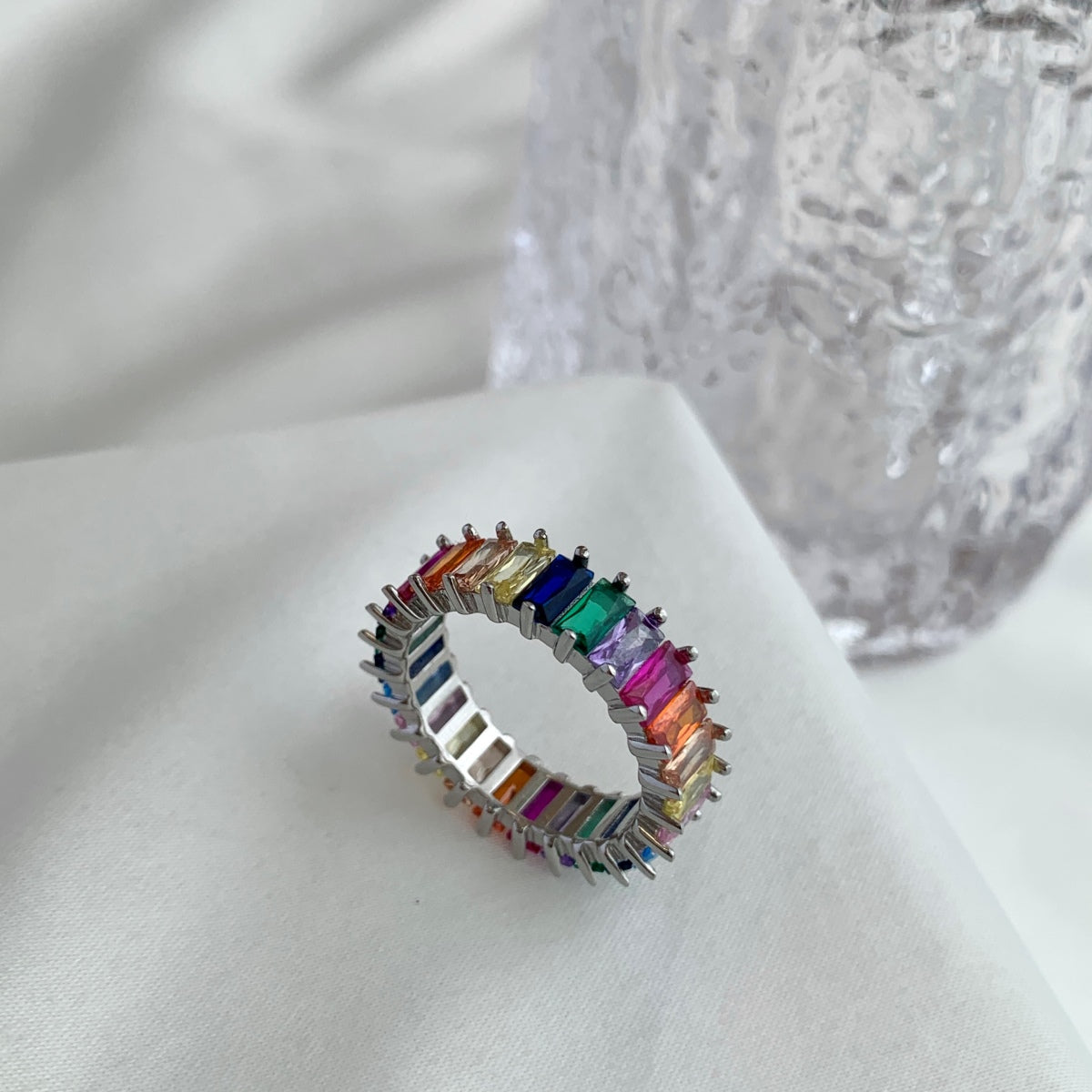 [Aurora]Unique Colorful Radiant Cut RIng