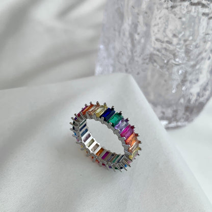 [Aurora]Unique Colorful Radiant Cut RIng