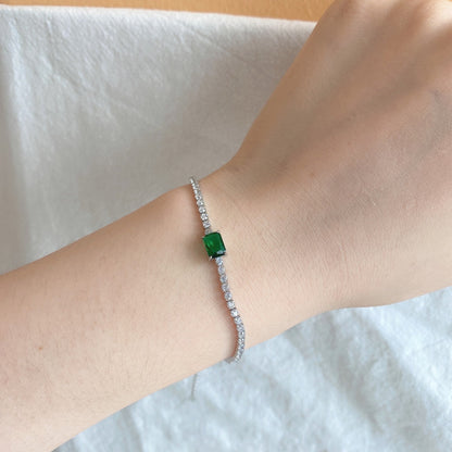 [AURORA]1,0 Karat Einzigartiges Bankettarmband im Smaragdschliff