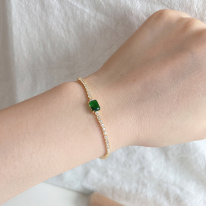 [AURORA]1,0 Karat Einzigartiges Bankettarmband im Smaragdschliff