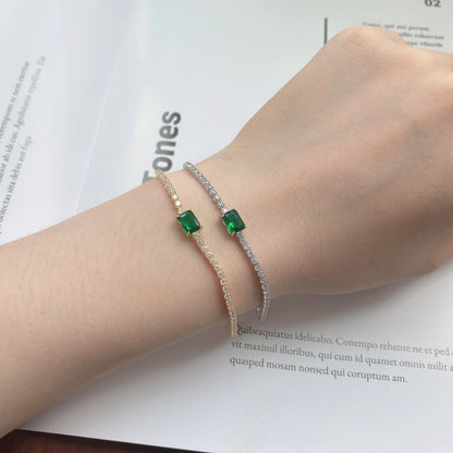 [AURORA]1,0 Karat Einzigartiges Bankettarmband im Smaragdschliff