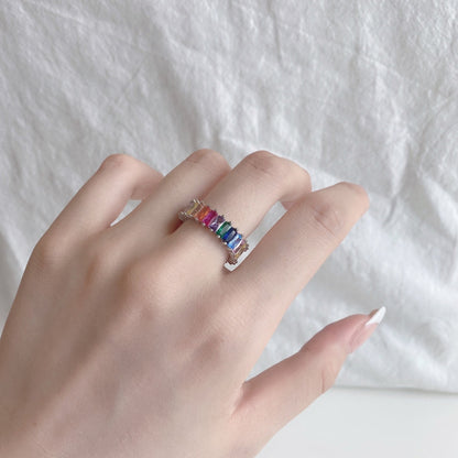 [Aurora]Unique Colorful Radiant Cut RIng