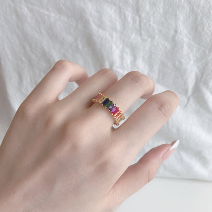 [Aurora]Unique Colorful Radiant Cut RIng