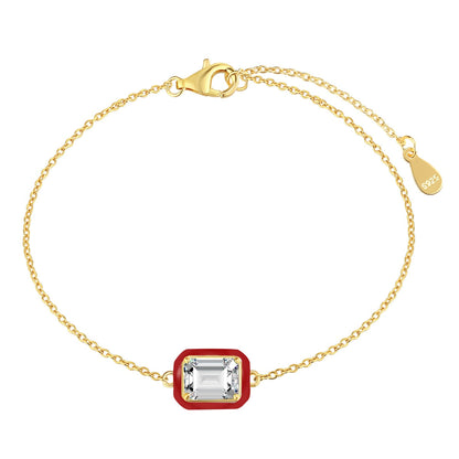 [AURORA]2,0 Karat funkelndes buntes Smaragdschliff-Tagesarmband