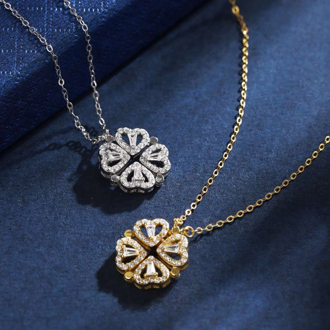 [Aurora]Ornate Heart Cut Flower Shape Necklace