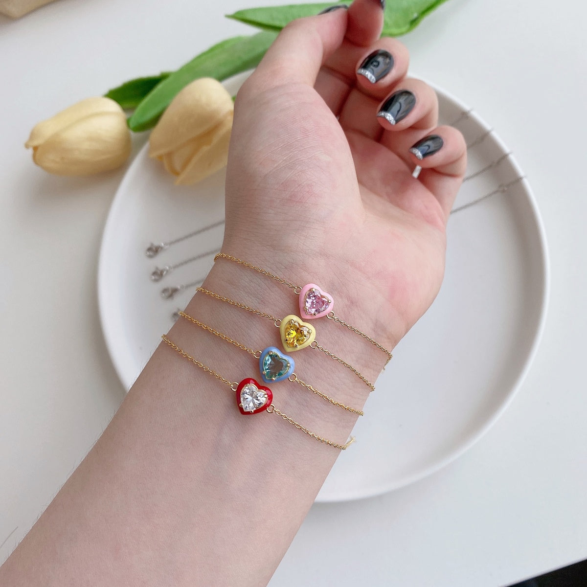 [Aurora]Sparkling Romantic Heart Shape Lover Bracelet
