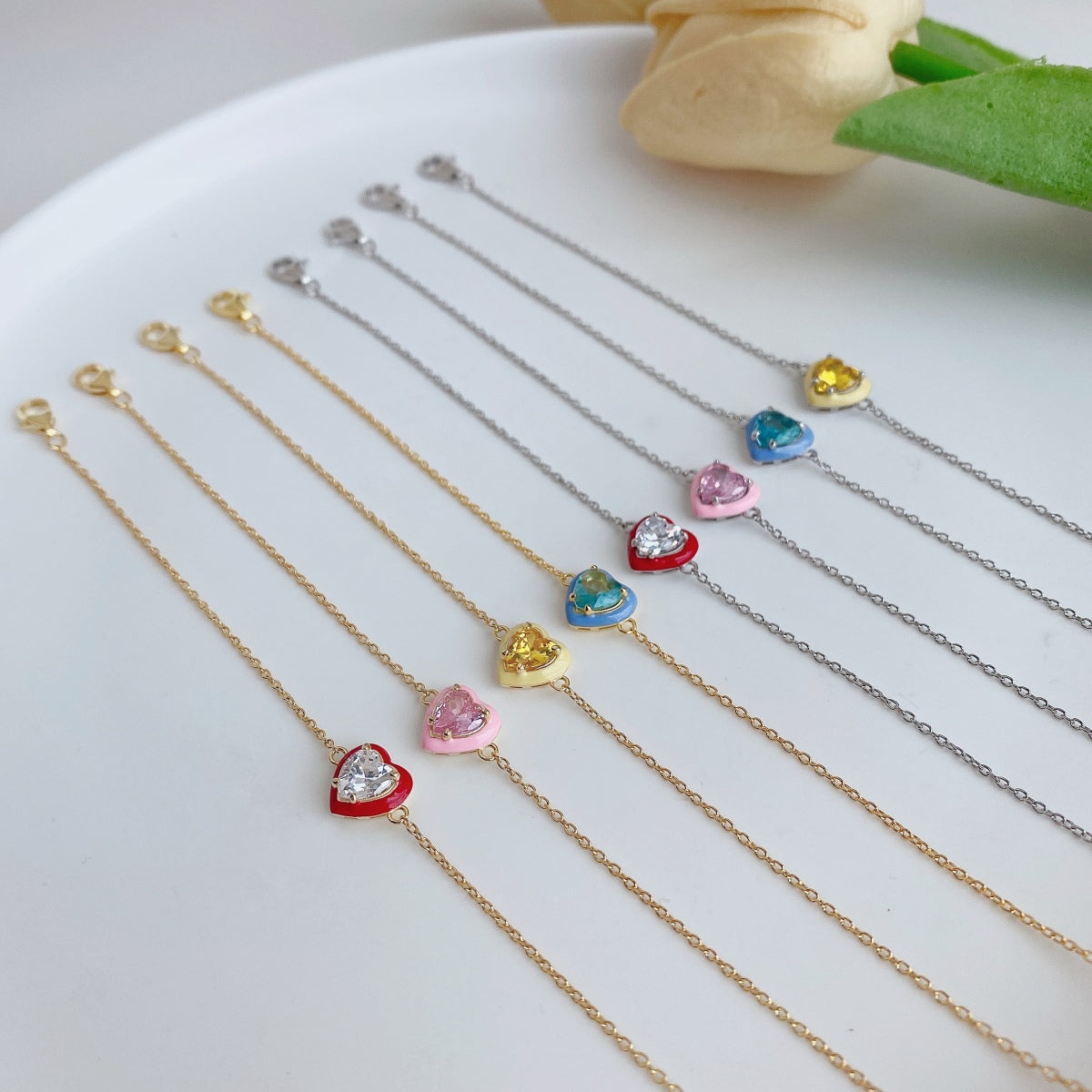 [Aurora]Sparkling Romantic Heart Shape Lover Bracelet