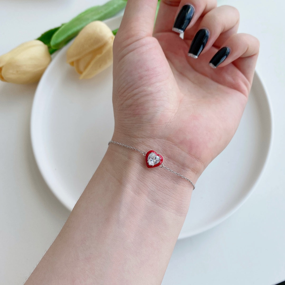 [Aurora]Sparkling Romantic Heart Shape Lover Bracelet