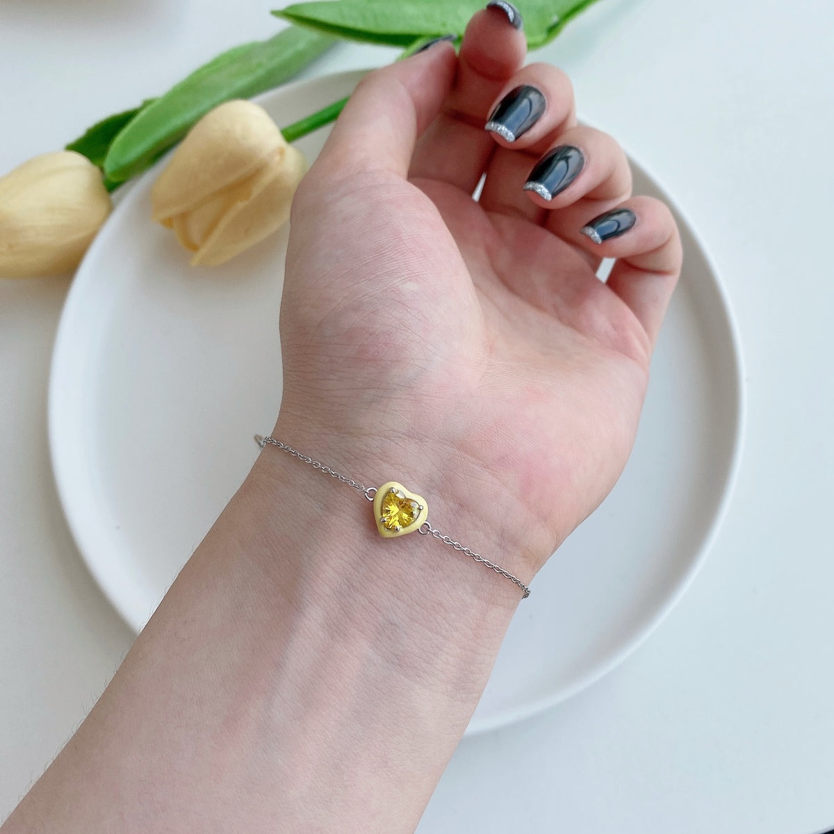 [Aurora]Sparkling Romantic Heart Shape Lover Bracelet