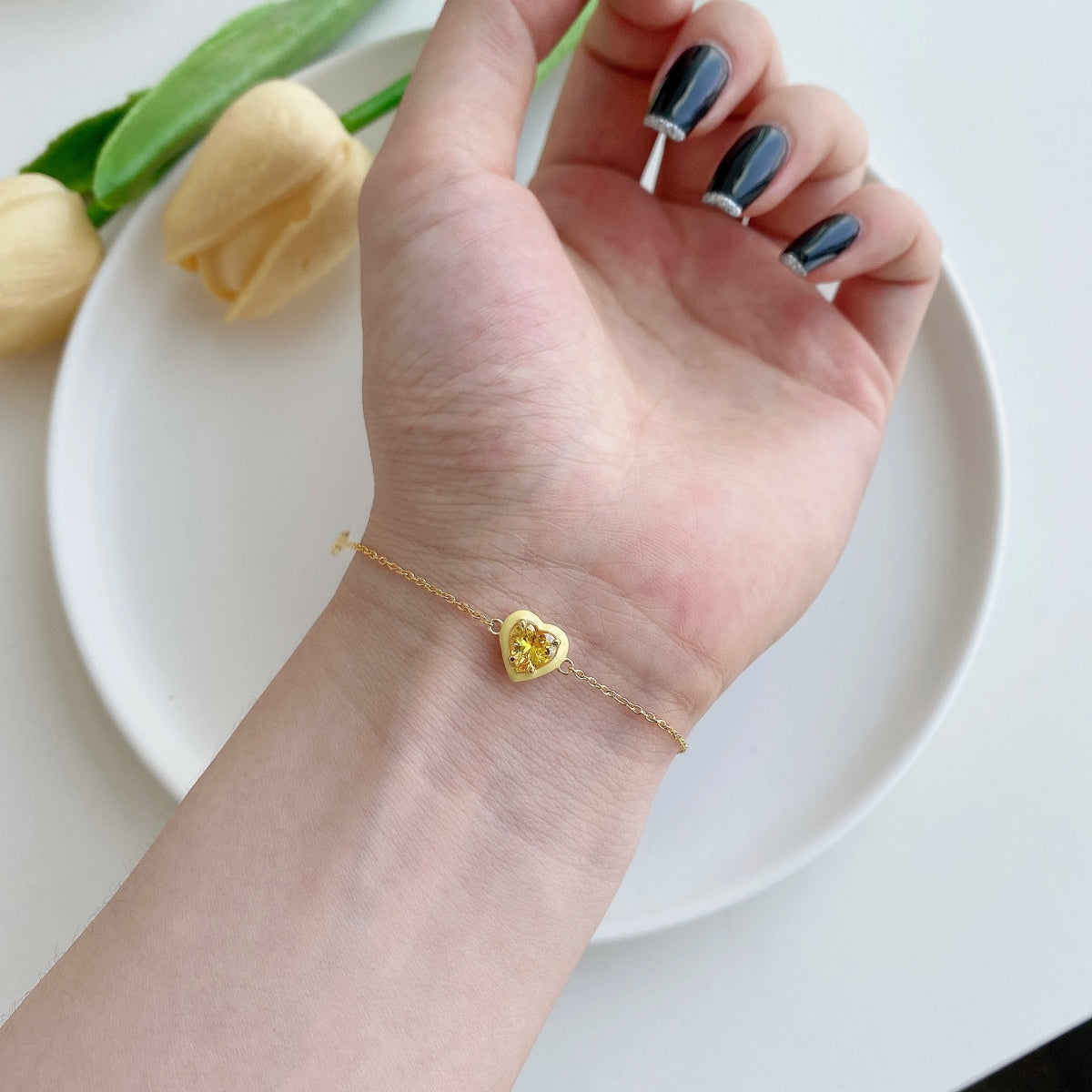 [Aurora]Sparkling Romantic Heart Shape Lover Bracelet