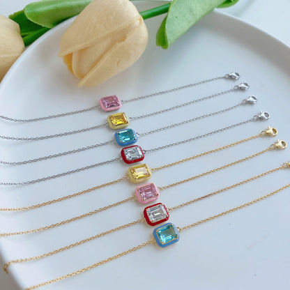 [AURORA]2,0 Karat funkelndes buntes Smaragdschliff-Tagesarmband