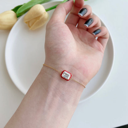 [AURORA]2,0 Karat funkelndes buntes Smaragdschliff-Tagesarmband
