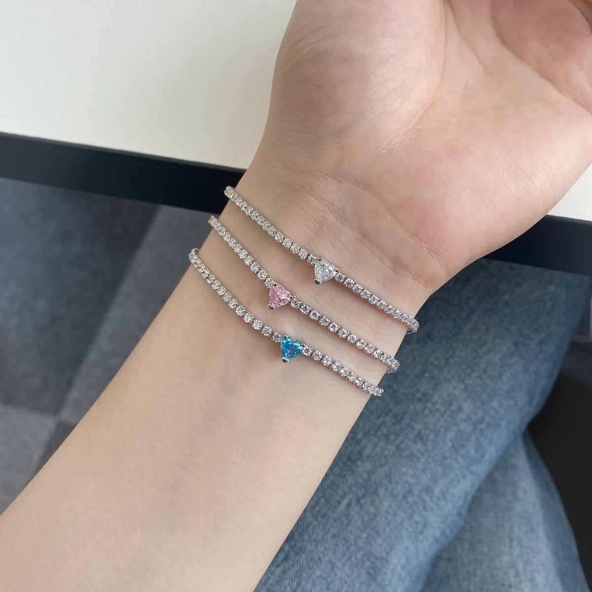 [Aurora]0.5 Carat Elegant Romantic Heart Shape Lover Bracelet