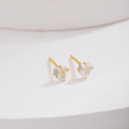 [Aurora]Sparkling Heart Shaped Simple Earrings