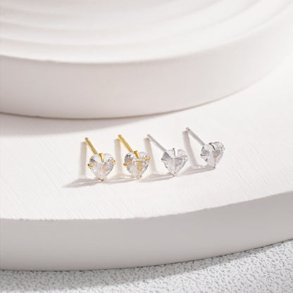 [Aurora]Sparkling Heart Shaped Simple Earrings